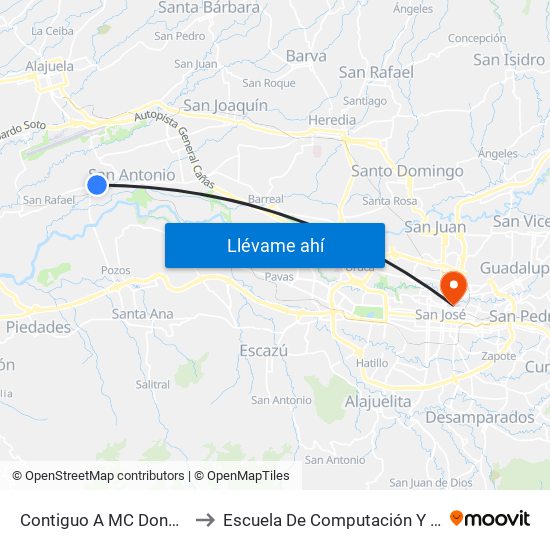 Contiguo A MC Donald's San Antonio, Belén to Escuela De Computación Y Administración De Empresas map