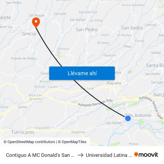 Contiguo A MC Donald's San Antonio, Belén to Universidad Latina De Grecia map