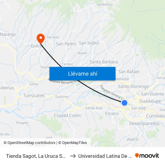 Tienda Sagot, La Uruca San José to Universidad Latina De Grecia map