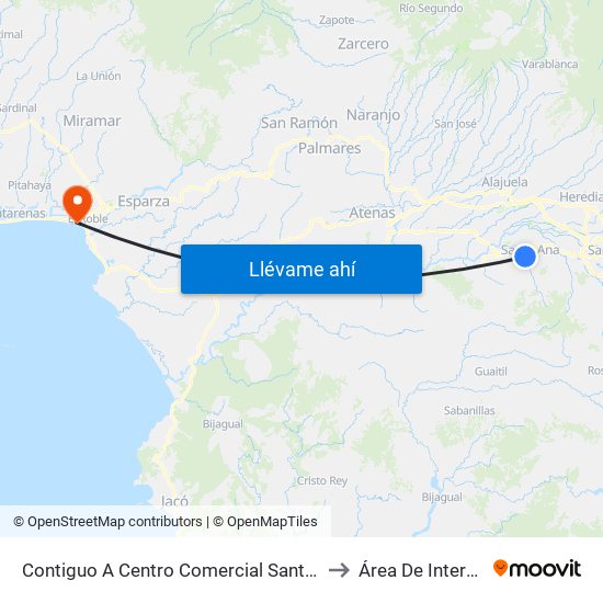 Contiguo A Centro Comercial Santa Ana Town Center to Área De Internamiento map