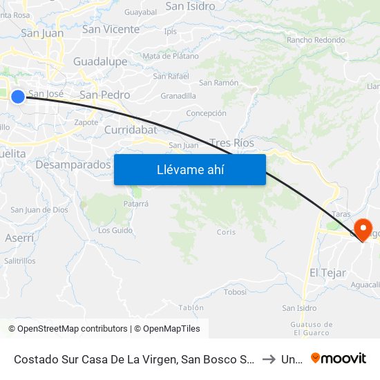 Costado Sur Casa De La Virgen, San Bosco San José to Uned map