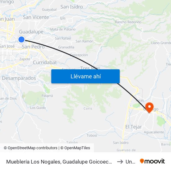 Mueblería Los Nogales, Guadalupe Goicoechea to Uned map