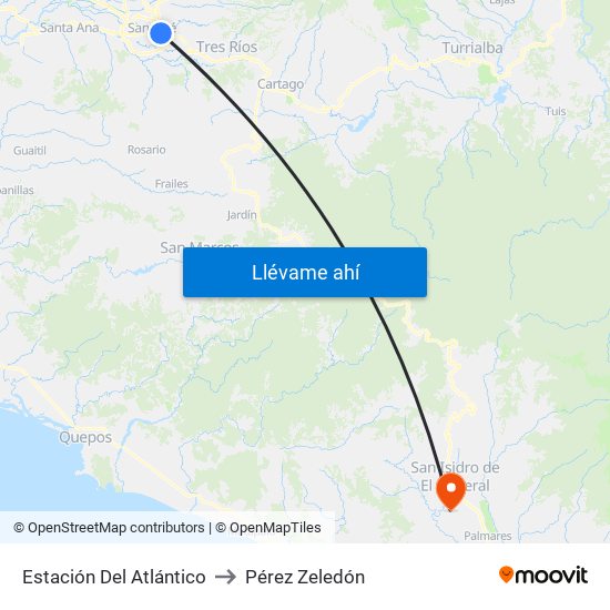 Estación Del Atlántico to Pérez Zeledón map