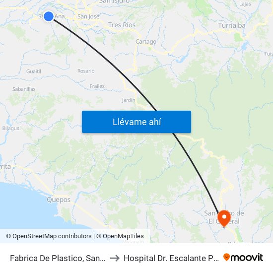 Fabrica De Plastico, Santa Ana to Hospital Dr. Escalante Pradilla map