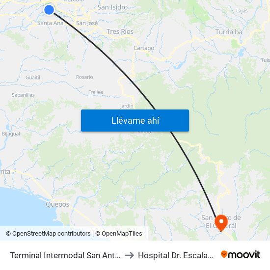 Terminal Intermodal San Antonio De Belén to Hospital Dr. Escalante Pradilla map