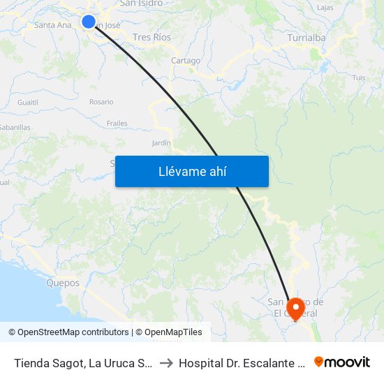 Tienda Sagot, La Uruca San José to Hospital Dr. Escalante Pradilla map