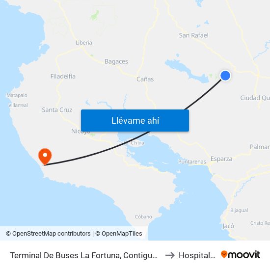 Terminal De Buses La Fortuna, Contiguo A Megasuper La Fortuna to Hospital Nosara map