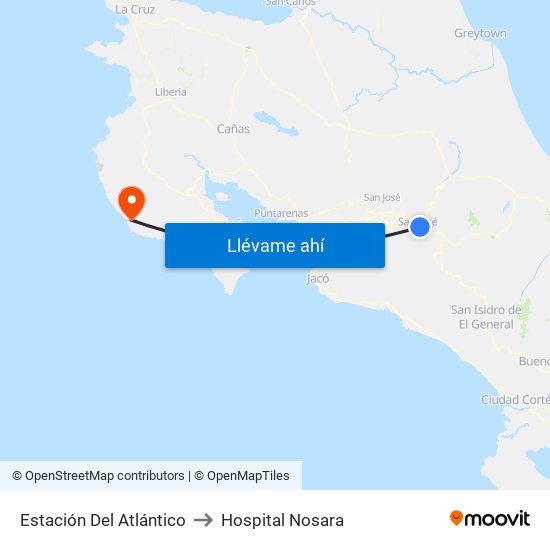Estación Del Atlántico to Hospital Nosara map