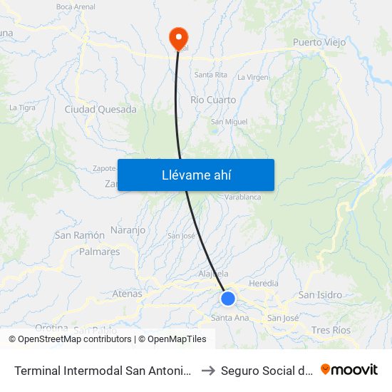 Terminal Intermodal San Antonio De Belén to Seguro Social de Pital map