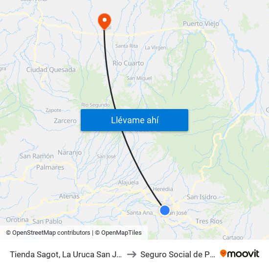Tienda Sagot, La Uruca San José to Seguro Social de Pital map