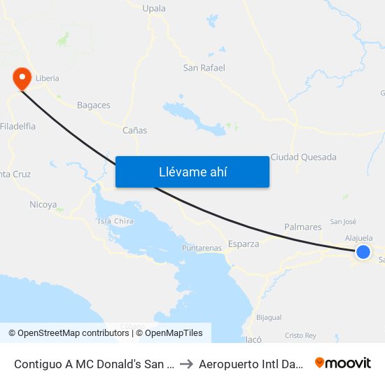 Contiguo A MC Donald's San Antonio, Belén to Aeropuerto Intl Daniel Oduber map