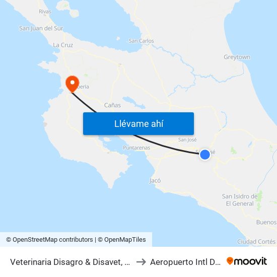 Veterinaria Disagro & Disavet, Coca Cola San José to Aeropuerto Intl Daniel Oduber map