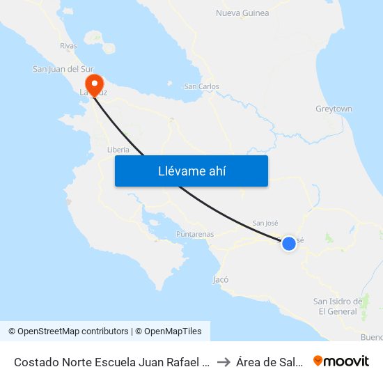Costado Norte Escuela Juan Rafael Mora, Pitahaya San José to Área de Salud La Cruz map