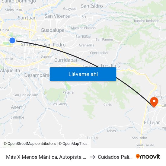 Más X Menos Mántica, Autopista General Cañas San José to Cuidados Paliativos Hmp map