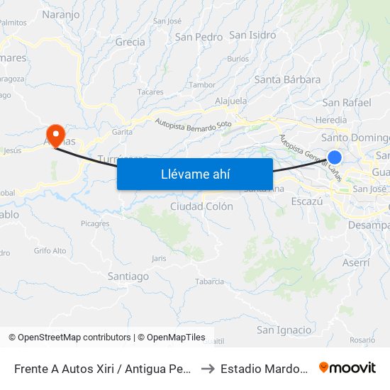 Frente A Autos Xiri / Antigua Peugeot, La Valencia Heredia to Estadio Mardoqueo González map