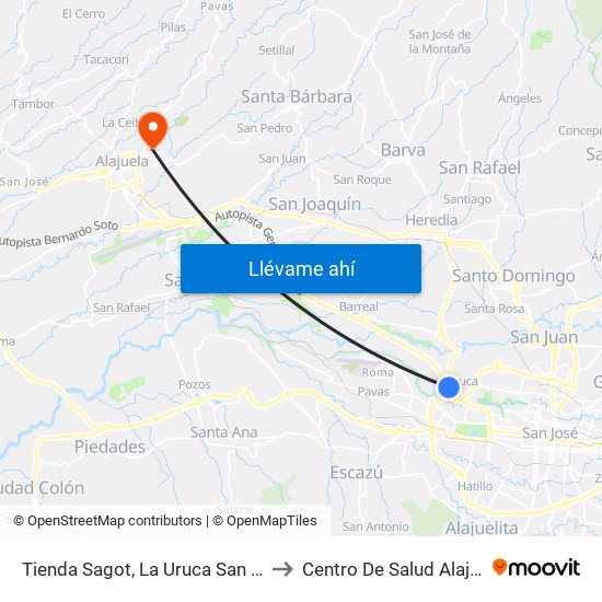 Tienda Sagot, La Uruca San José to Centro De Salud Alajuela map