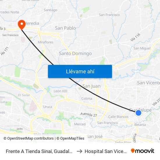 Frente A Tienda Sinaí, Guadalupe Goicoechea to Hospital San Vicente de Paul map