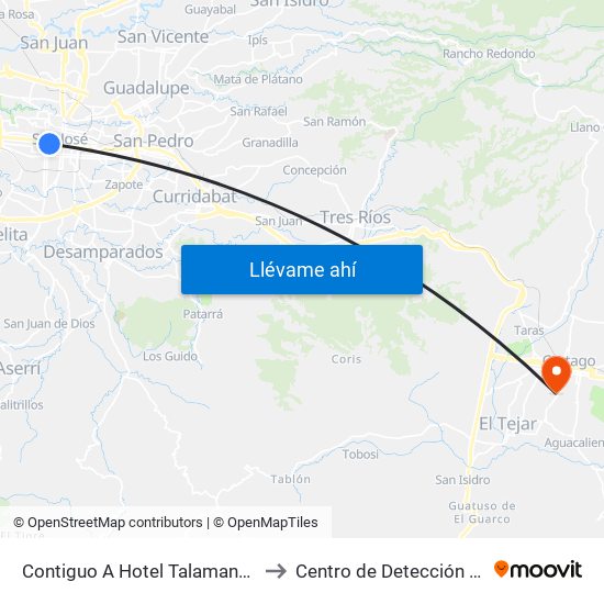 Contiguo A Hotel Talamanca, La Merced San José to Centro de Detección de Cáncer Gástrico map