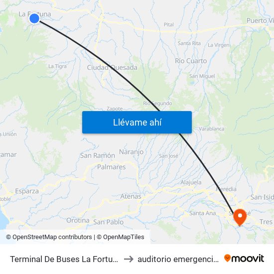 Terminal De Buses La Fortuna, Contiguo A Megasuper La Fortuna to auditorio emergencias hospital calderon guardia map