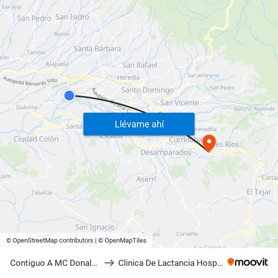 Contiguo A MC Donald's San Antonio, Belén to Clinica De Lactancia Hospital Max Peralta Jimenez map