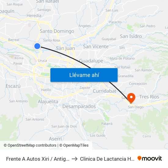 Frente A Autos Xiri / Antigua Peugeot, La Valencia Heredia to Clinica De Lactancia Hospital Max Peralta Jimenez map
