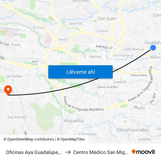 Oficinas Aya Guadalupe, Goicoechea to Centro Médico San Miguel Arcángel map
