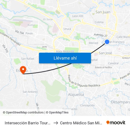 Intersección Barrio Tournon, San José to Centro Médico San Miguel Arcángel map