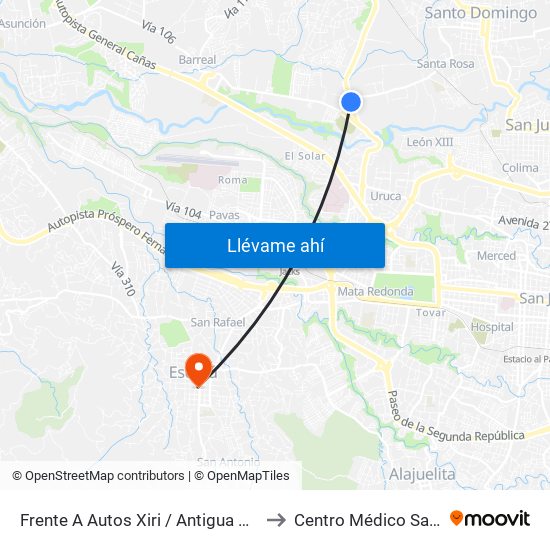 Frente A Autos Xiri / Antigua Peugeot, La Valencia Heredia to Centro Médico San Miguel Arcángel map