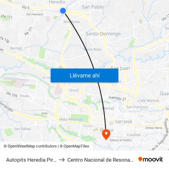 Autopits Heredia Pirro, Heredia to Centro Nacional de Resonancia Magnética map
