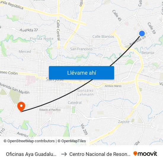 Oficinas Aya Guadalupe, Goicoechea to Centro Nacional de Resonancia Magnética map