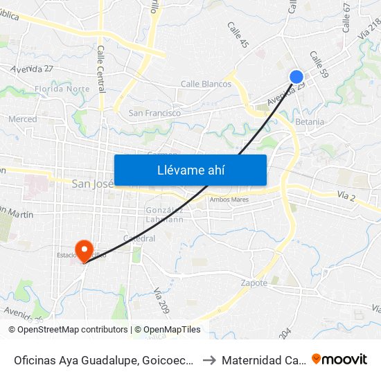 Oficinas Aya Guadalupe, Goicoechea to Maternidad Carit map