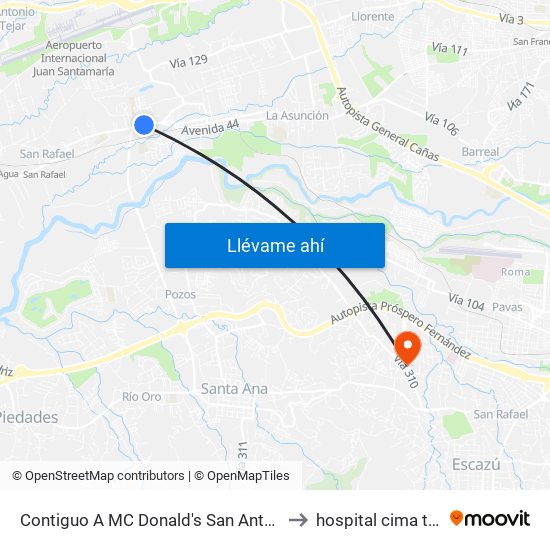 Contiguo A MC Donald's San Antonio, Belén to hospital cima torre 1 map