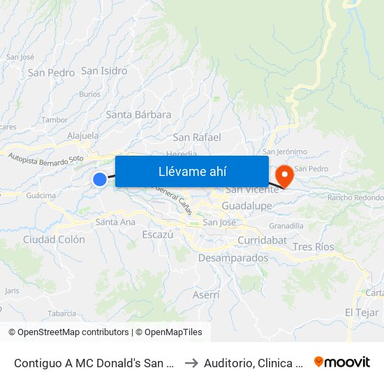 Contiguo A MC Donald's San Antonio, Belén to Auditorio, Clinica Coronado map