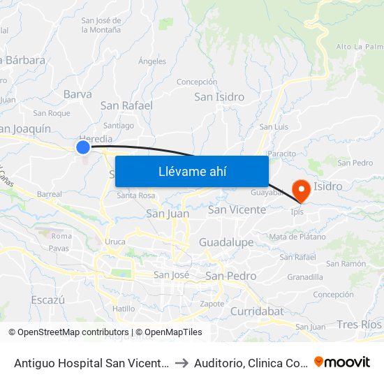 Antiguo Hospital San Vicente De Paul to Auditorio, Clinica Coronado map
