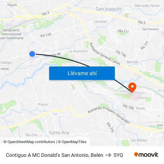 Contiguo A MC Donald's San Antonio, Belén to SYQ map