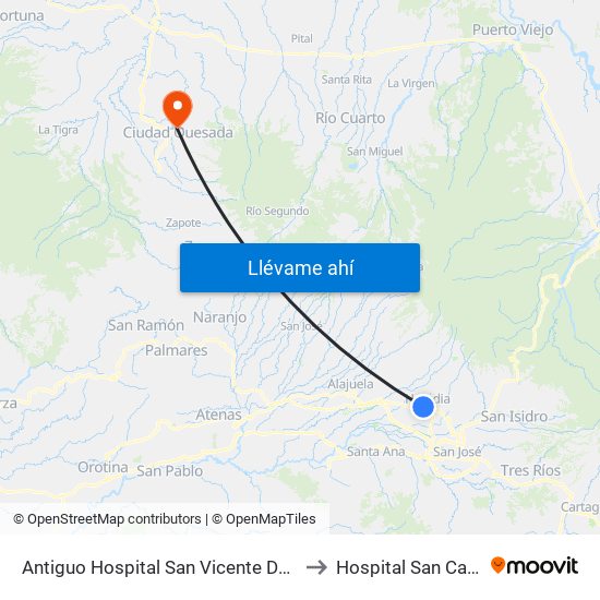 Antiguo Hospital San Vicente De Paul to Hospital San Carlos map