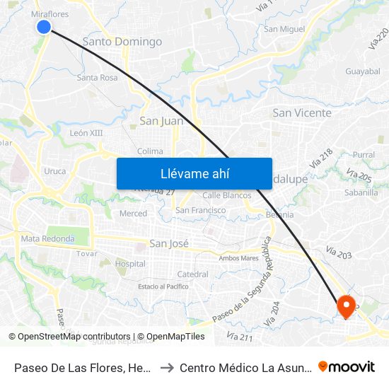 Paseo De Las Flores, Heredia to Centro Médico La Asunción map