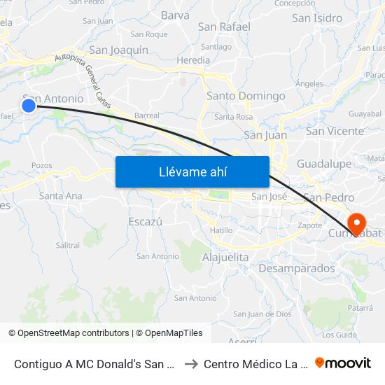 Contiguo A MC Donald's San Antonio, Belén to Centro Médico La Asunción map