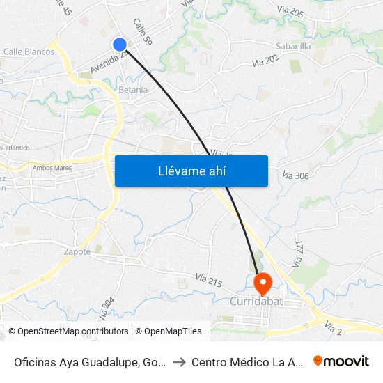 Oficinas Aya Guadalupe, Goicoechea to Centro Médico La Asunción map