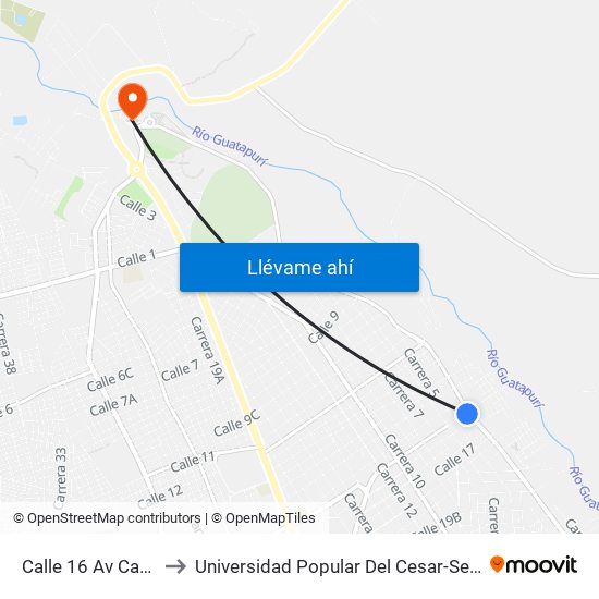 Calle 16 Av Carrera 4 to Universidad Popular Del Cesar-Sede Hurtado map