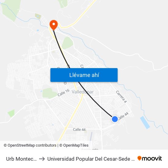 Urb Montecarlo to Universidad Popular Del Cesar-Sede Hurtado map