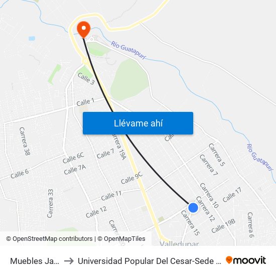 Muebles Jamar to Universidad Popular Del Cesar-Sede Hurtado map