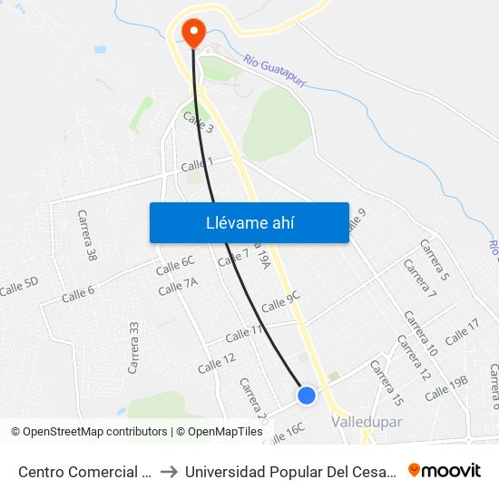 Centro Comercial Megamall to Universidad Popular Del Cesar-Sede Hurtado map