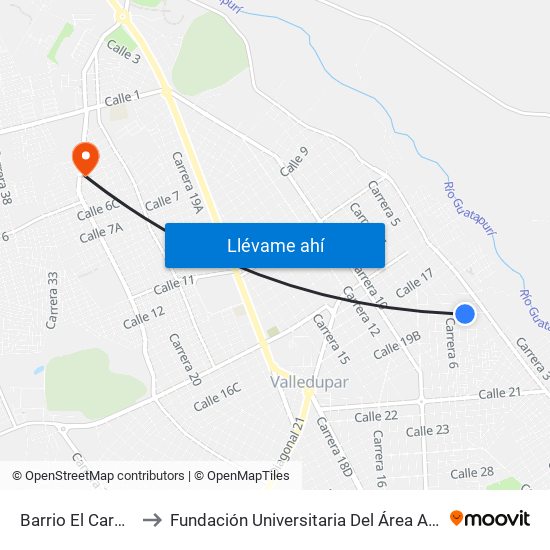 Barrio El Carmen to Fundación Universitaria Del Área Andina map