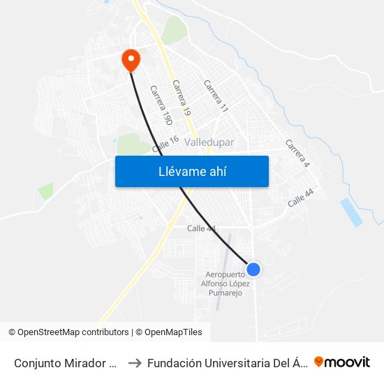 Conjunto Mirador Del Valle to Fundación Universitaria Del Área Andina map