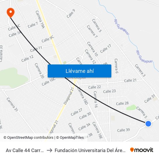 Av Calle 44 Carrera 5 to Fundación Universitaria Del Área Andina map