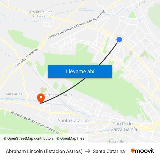 Abraham Lincoln (Estación Astros) to Santa Catarina map