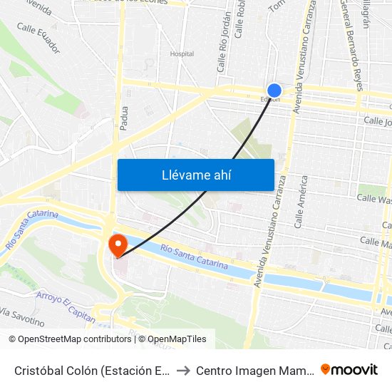 Cristóbal Colón (Estación Edison) to Centro Imagen Mama Hsj map