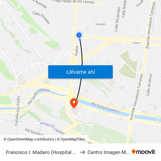 Francisco I. Madero (Hospital Universitario) to Centro Imagen Mama Hsj map
