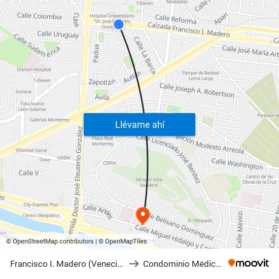 Francisco I. Madero (Venecia - Zapopan) to Condominio Médico Hidalgo map